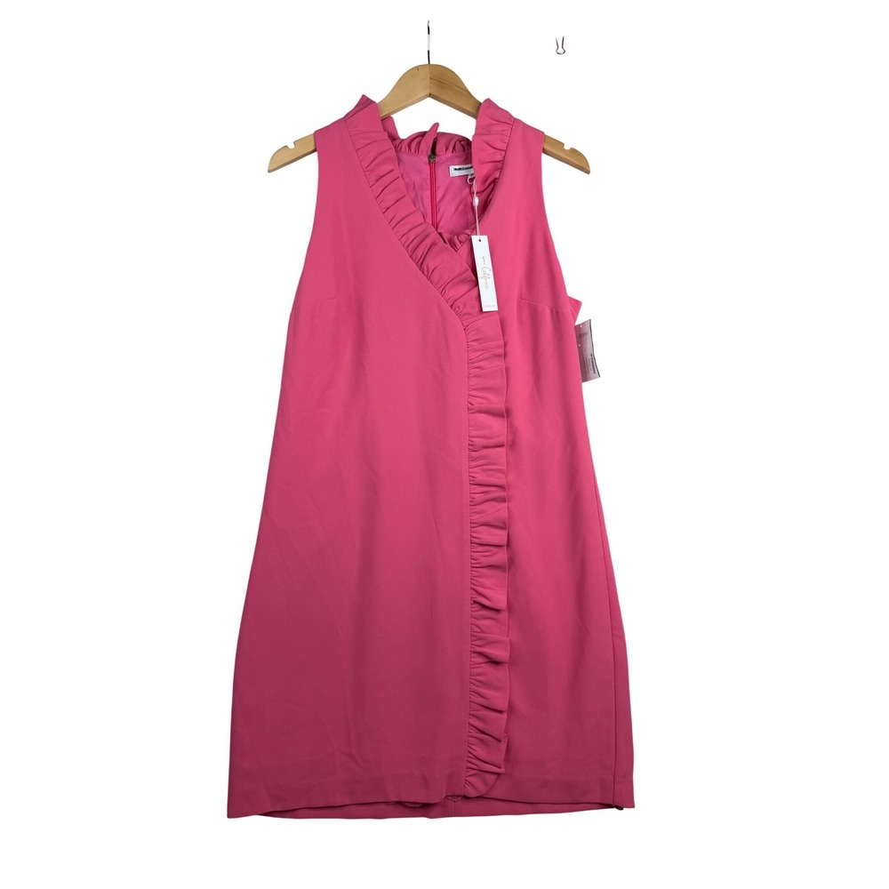 New Trina Turk Atlantis Ruffle Trim Shift Dress size 6 Pink